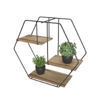 Prateleira De Parede De Madeira Decorativa Hexagonal - Stolf - 1