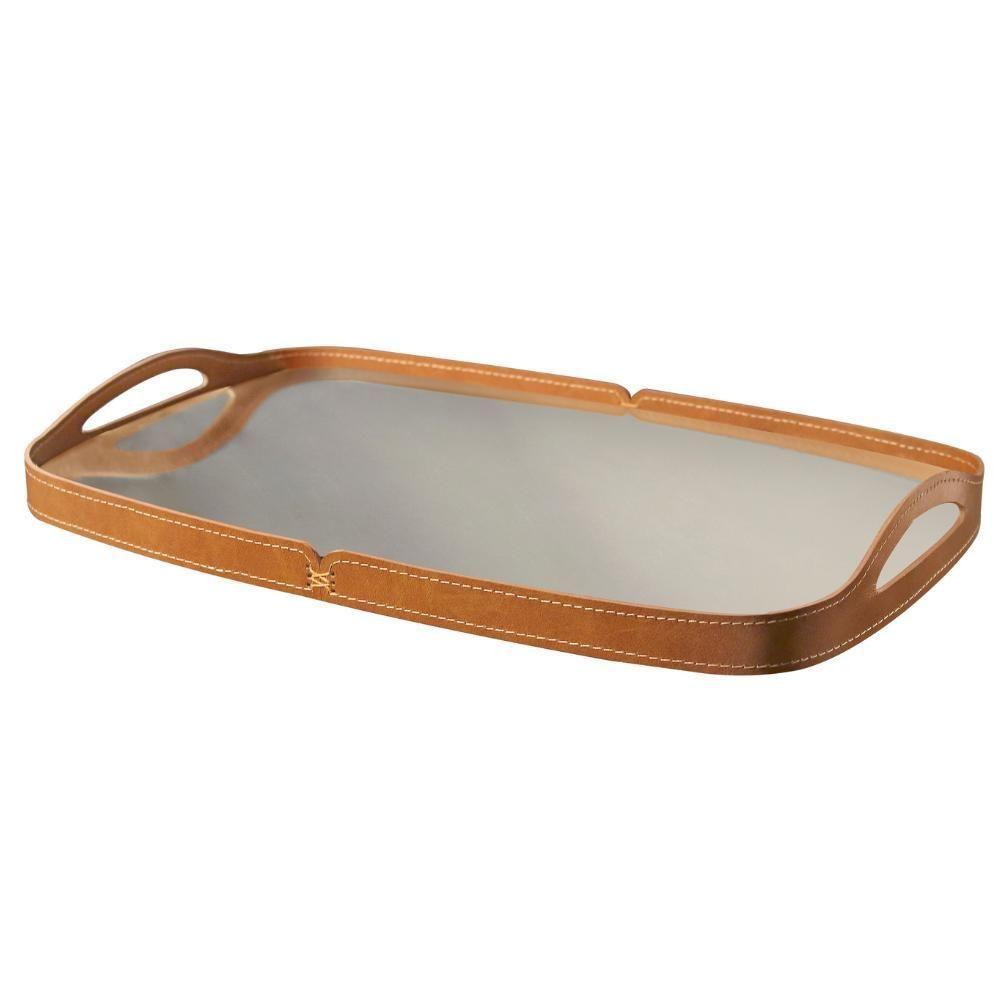 Bandeja Espelhada Vale Em Couro Marrom - 1