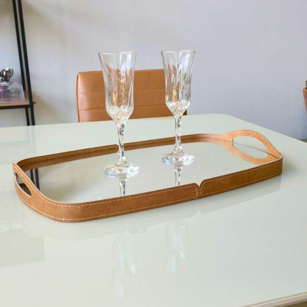 Bandeja Espelhada Vale Em Couro Marrom - 2