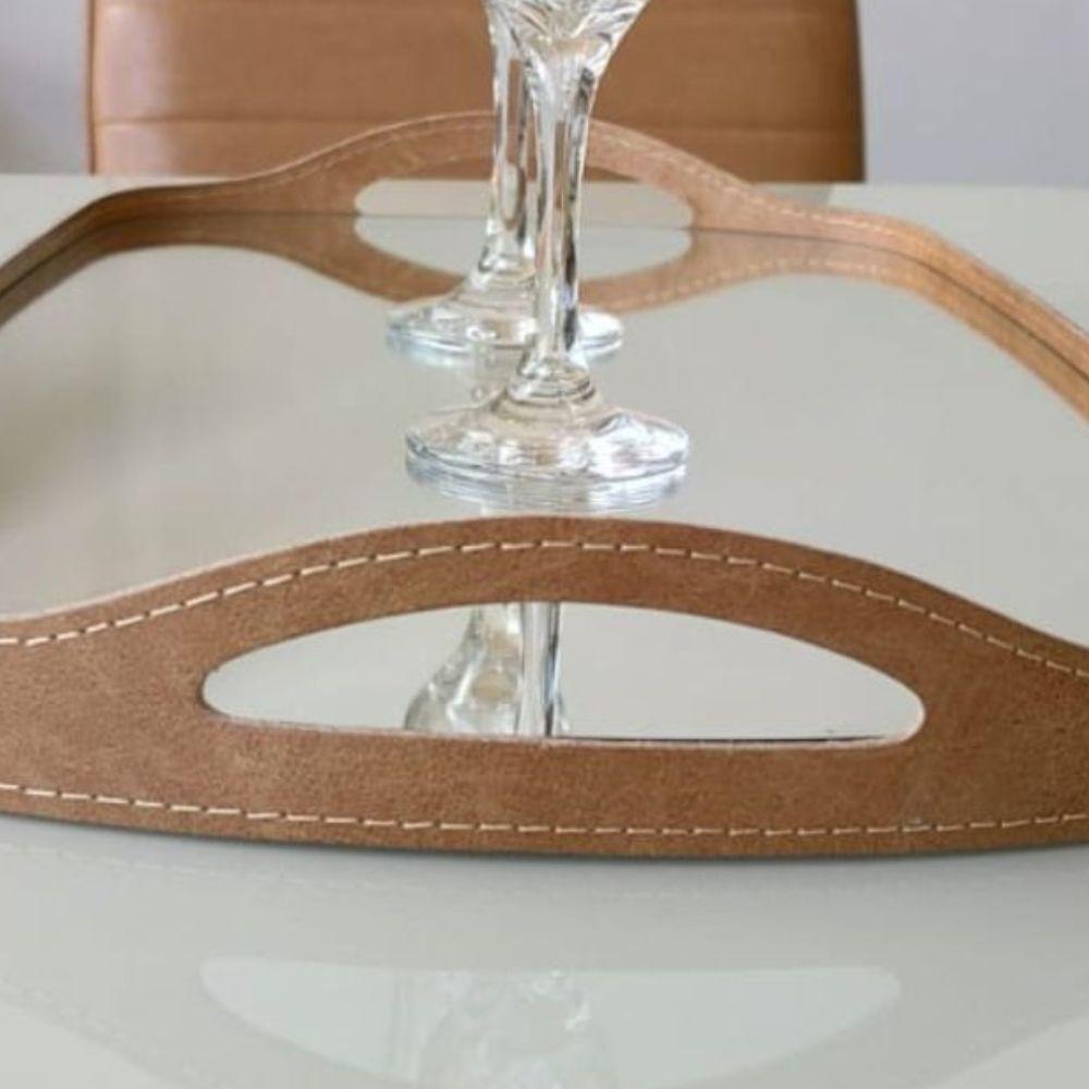 Bandeja Espelhada Vale Em Couro Marrom - 3