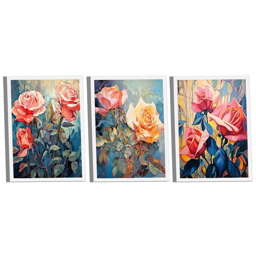 Conjunto De Quadros Trio Flores -- Br Artes - 1