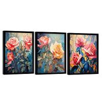 Conjunto De Quadros Trio Flores -- Br Artes - 1