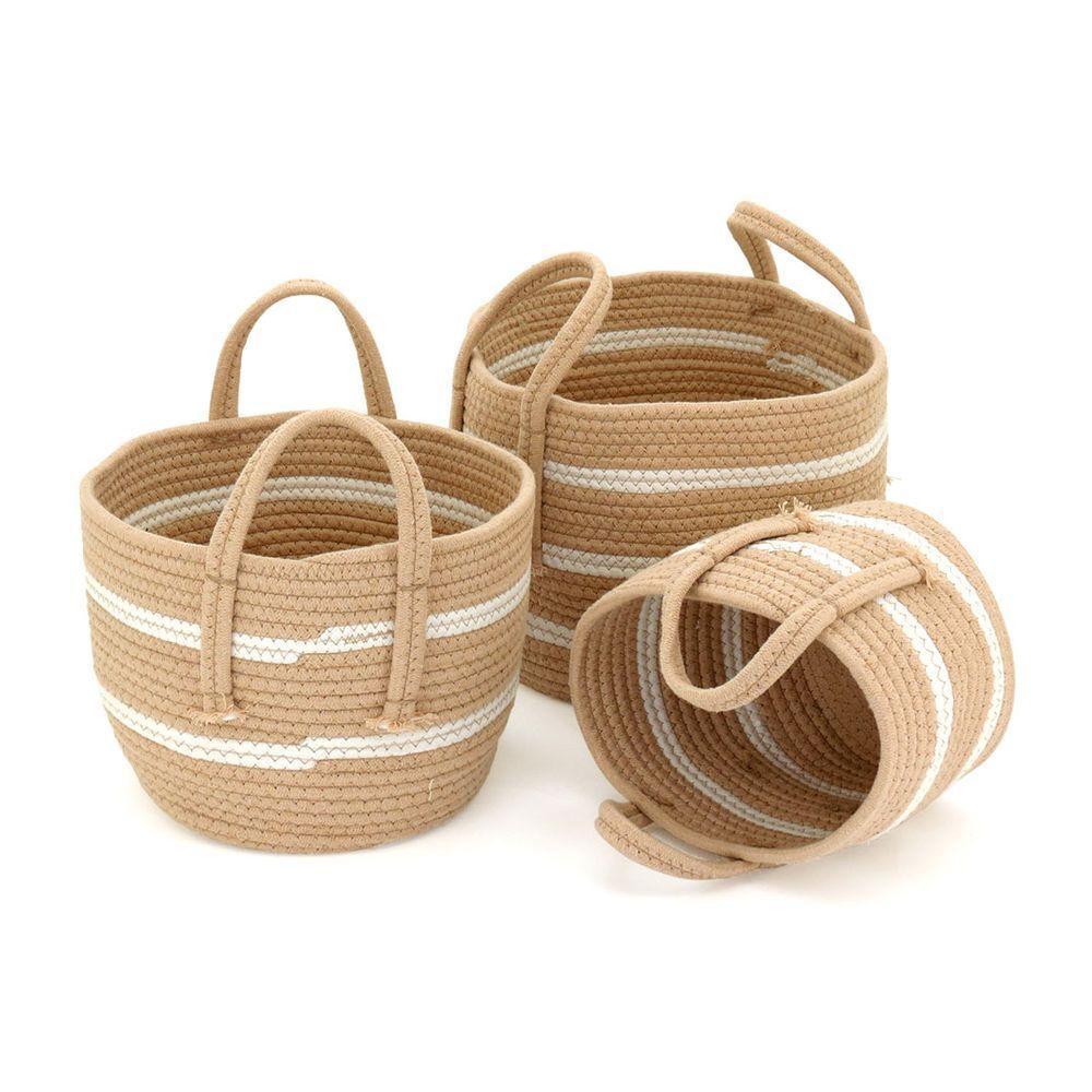Caterrine Cesta Tecido Marrom 3Pç - 2