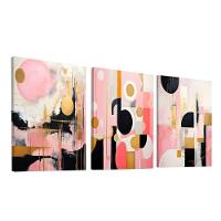 Conjunto De Quadros Trio Abstract Pink Light -- Br Artes - 1