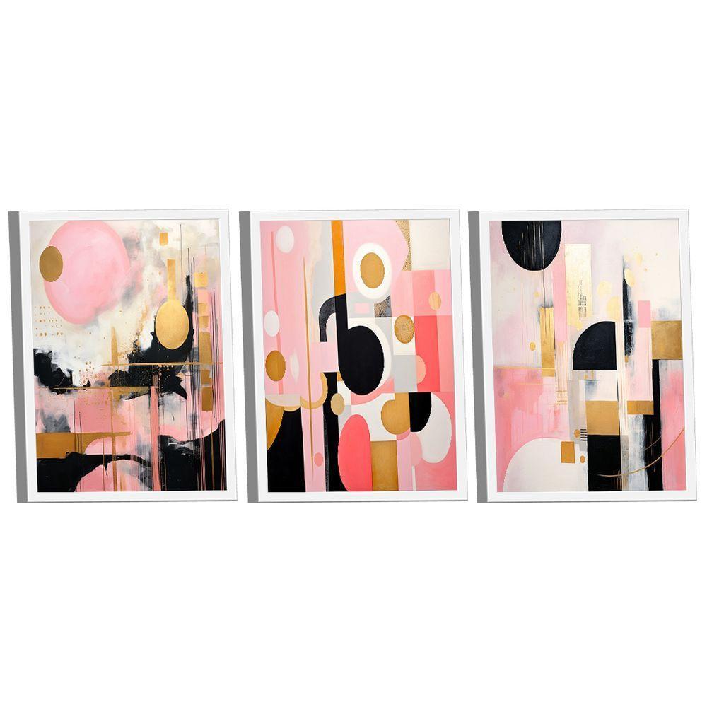 Conjunto De Quadros Trio Abstract Pink Light -- Br Artes - 1