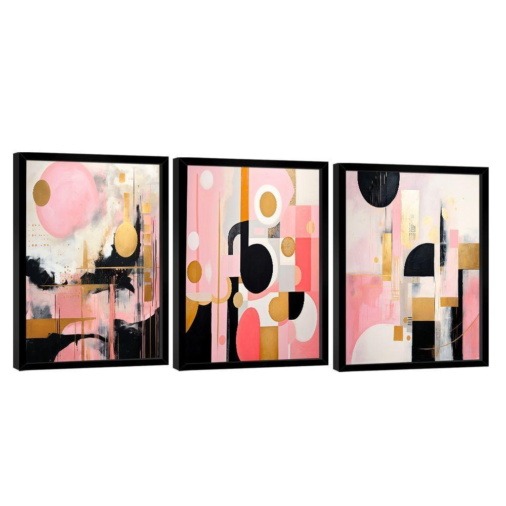 Conjunto De Quadros Trio Abstract Pink Light -- Br Artes - 1