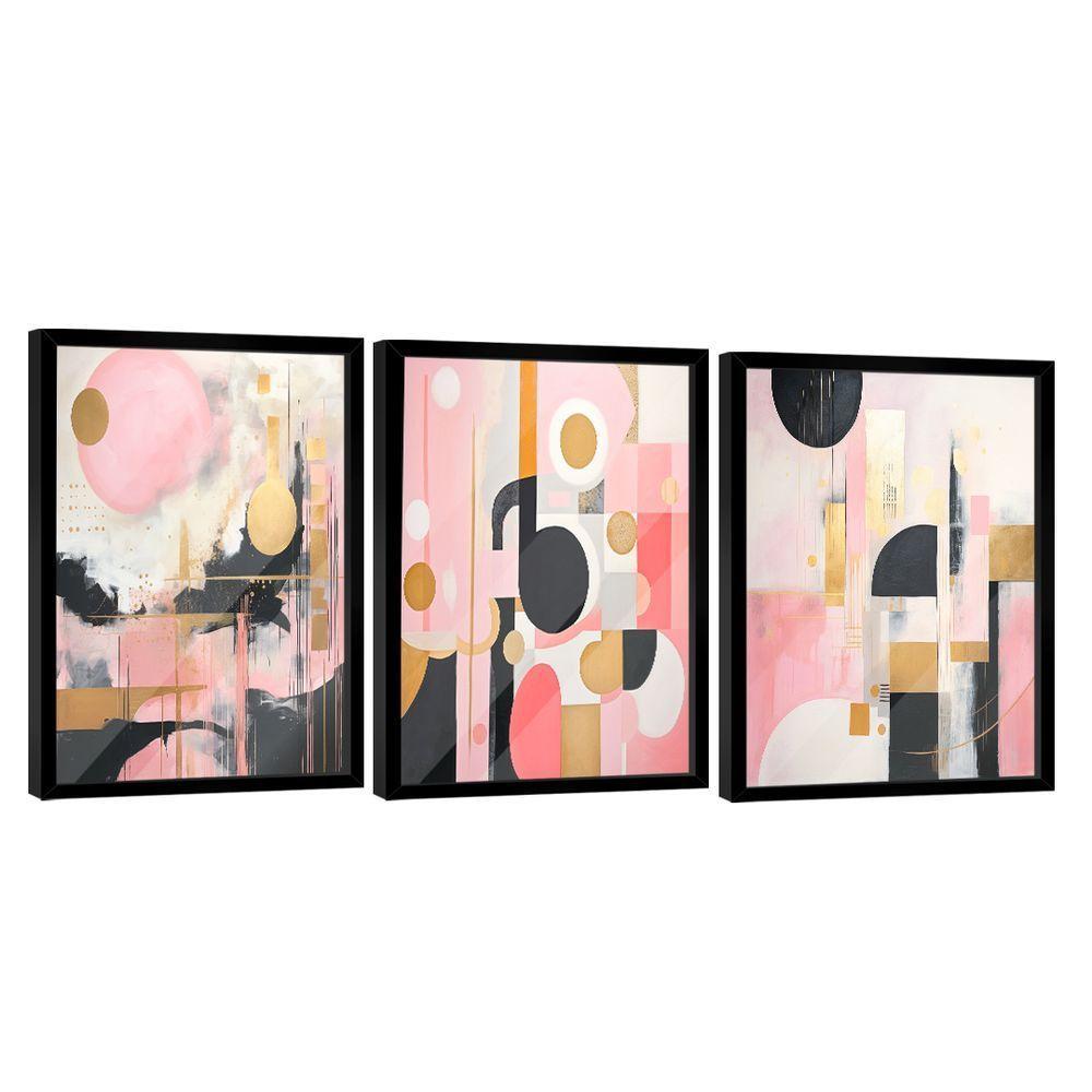 Conjunto De Quadros Trio Abstract Pink Light -- Br Artes - 1