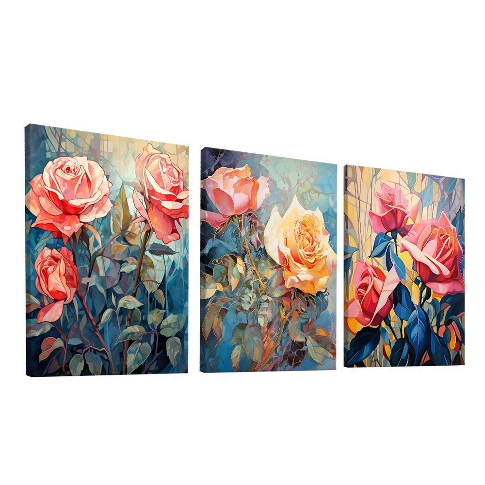 Conjunto De Quadros Trio Flores -- Br Artes - 1