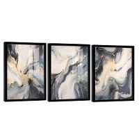 Conjunto De Quadros Trio Abstract Black Gold -- Br Artes - 1