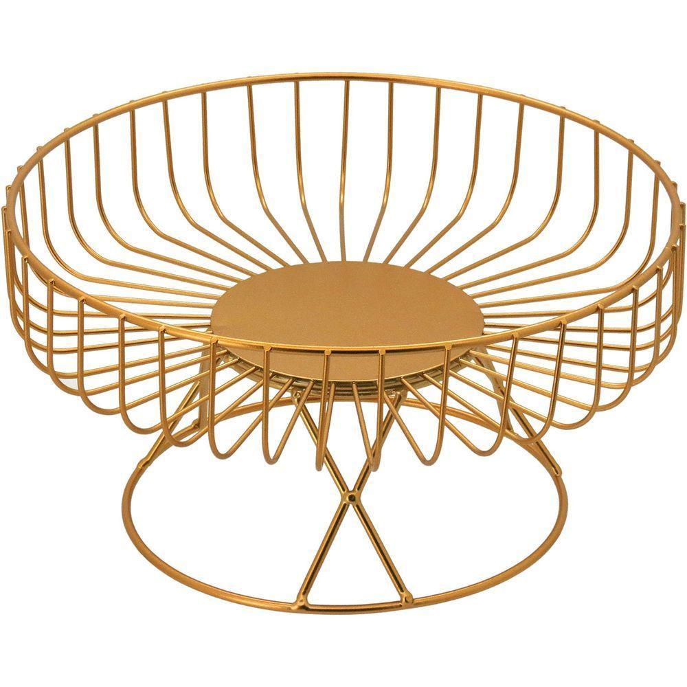 Fruteira 13X25X25Cm Metal Dourado Com Pé - 1