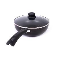 Panela Frigideira Tampa De Vidro Wok 24cm Antiaderente Alumínio - Preto - 6