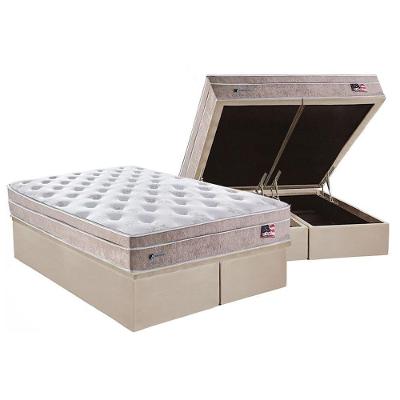 Cama Box Baú King: Colchão Molas MasterPocket Ensacadas Sealy   Miami + Base CRC Suede Clean(193x203)