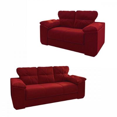 Conjunto Sofá 2 E 3 Lugares 1025 Veludo Vermelho Mamflex Vermelho