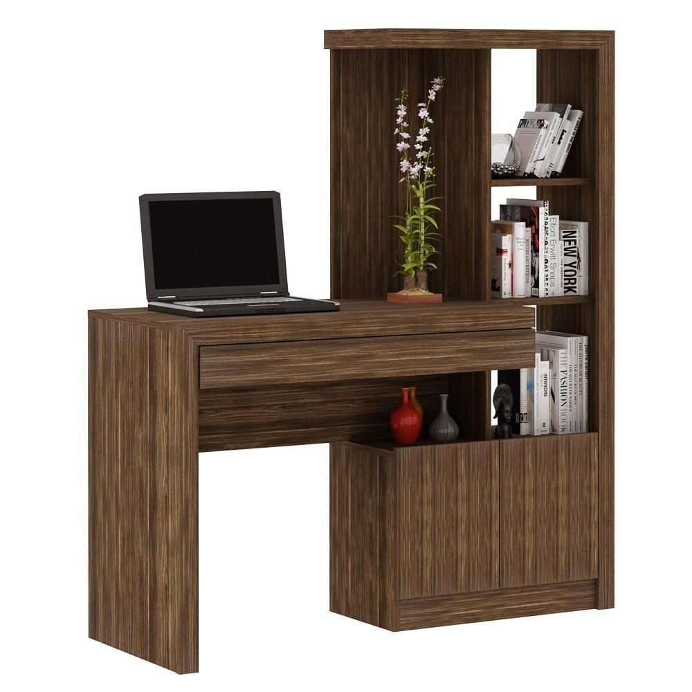 Estante Escrivaninha 1 Porta 2 Gavetas Me4143 Nogal - 1