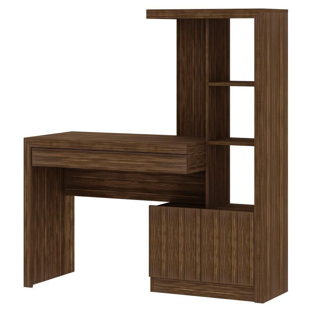 Estante Escrivaninha 1 Porta 2 Gavetas Me4143 Nogal - 3