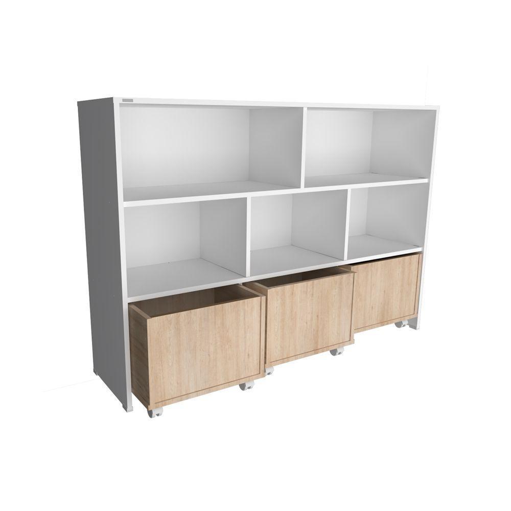 Estante De Nichos Com Baús Organizadores Natan 100% Mdf - 1