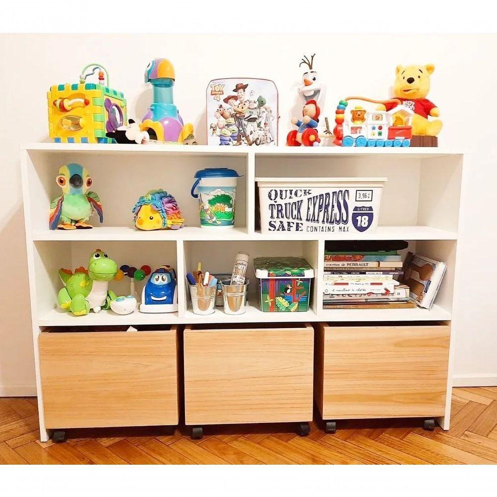 Estante De Nichos Com Baús Organizadores Natan 100% Mdf - 3