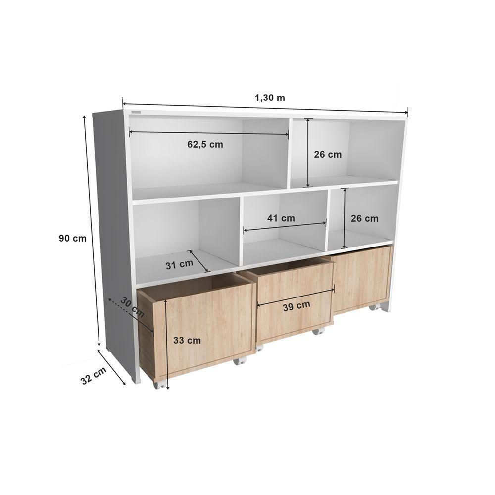 Estante De Nichos Com Baús Organizadores Natan 100% Mdf - 4
