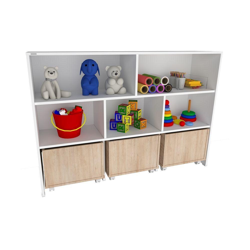 Estante De Nichos Com Baús Organizadores Natan 100% Mdf - 5