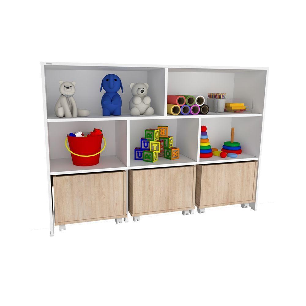 Estante De Nichos Com Baús Organizadores Natan 100% Mdf - 8