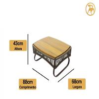 Mesa De Centro Milão Em Alumínio Com Tampo Madeira Em Corda Sintética Cinza - 2