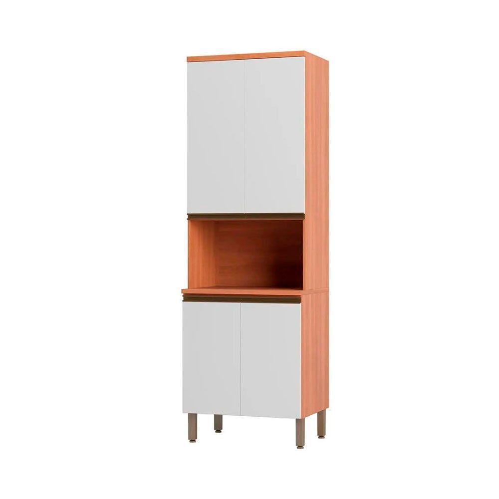 Paneleiro Macadâmia 70cm Com Espaço Para Micro-ondas 4 Portas 914301 Telasul Freijo E Branco - 1