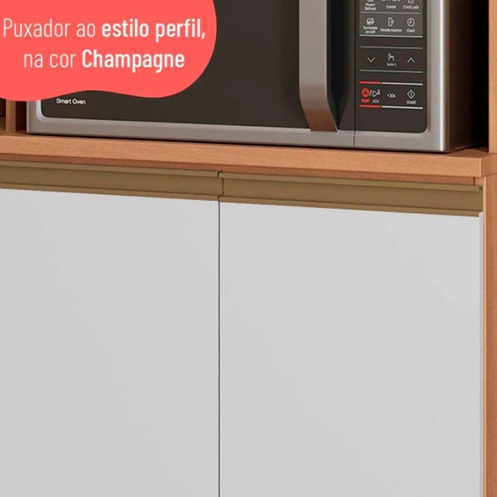 Paneleiro Macadâmia 70cm Com Espaço Para Micro-ondas 4 Portas 914301 Telasul Freijo E Branco - 4