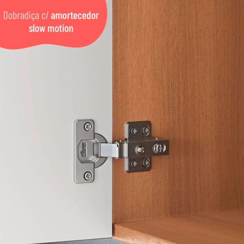 Paneleiro Macadâmia 70cm Com Espaço Para Micro-ondas 4 Portas 914301 Telasul Freijo E Branco - 7