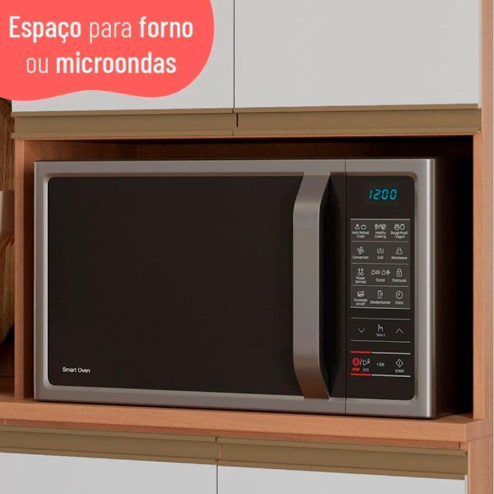 Paneleiro Macadâmia 70cm Com Espaço Para Micro-ondas 4 Portas 914301 Telasul Freijo E Branco - 8