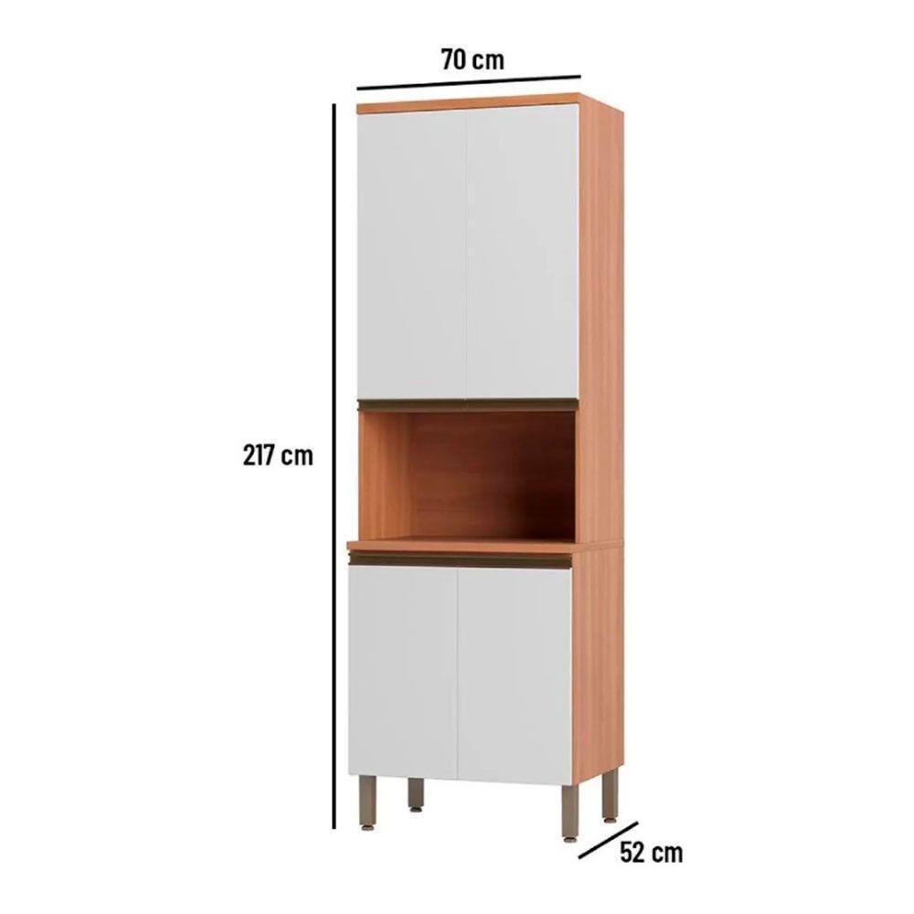 Paneleiro Macadâmia 70cm Com Espaço Para Micro-ondas 4 Portas 914301 Telasul Freijo E Branco - 9