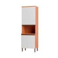 Paneleiro Macadâmia 70cm Com Espaço Para Micro-ondas 4 Portas 914301 Telasul Freijo E Branco - 1