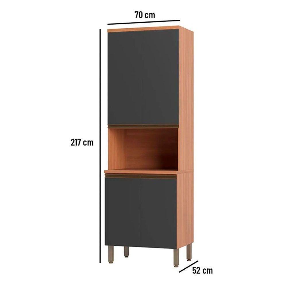 Paneleiro Macadâmia 70cm Com Espaço Para Micro-ondas 4 Portas 914301 Telasul Freijo E Grafite - 4