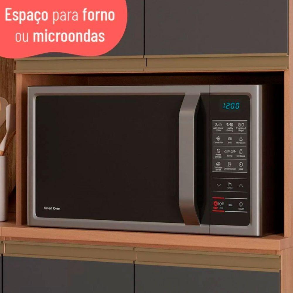 Paneleiro Macadâmia 70cm Com Espaço Para Micro-ondas 4 Portas 914301 Telasul Freijo E Grafite - 5