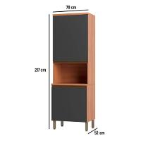 Paneleiro Macadâmia 70cm Com Espaço Para Micro-ondas 4 Portas 914301 Telasul Freijo E Grafite