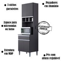 Paneleiro Duplo 4 Portas 61 Cm Andreia Cinza Reajl Cinza - 7