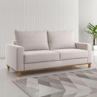 Sofá Living Palazo 1,80m Linho Amêndoa Viero Marrom Com Creme - 1