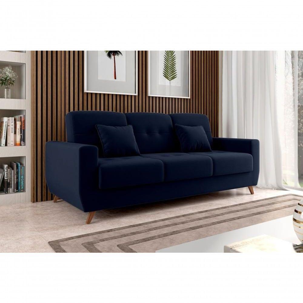 Sofá Cama Casal Reclinável Com Baú Pamela - Azul Marinho - 2