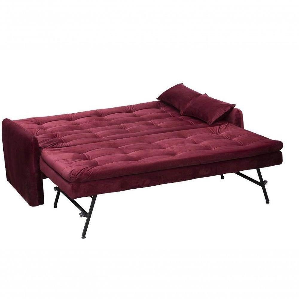 Sofá Cama Reclinável Com Cama Auxiliar Madalena - Vinho - 3