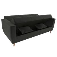 Sofá Cama Casal Reclinável Com Baú Pamela - Veludo Chumbo - 2