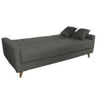 Sofá Cama Casal Reclinável Com Baú Pamela - Veludo Chumbo - 3