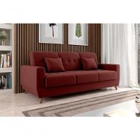 Sofá Cama Casal Reclinável Com Baú Pamela - Veludo Vinho - 2