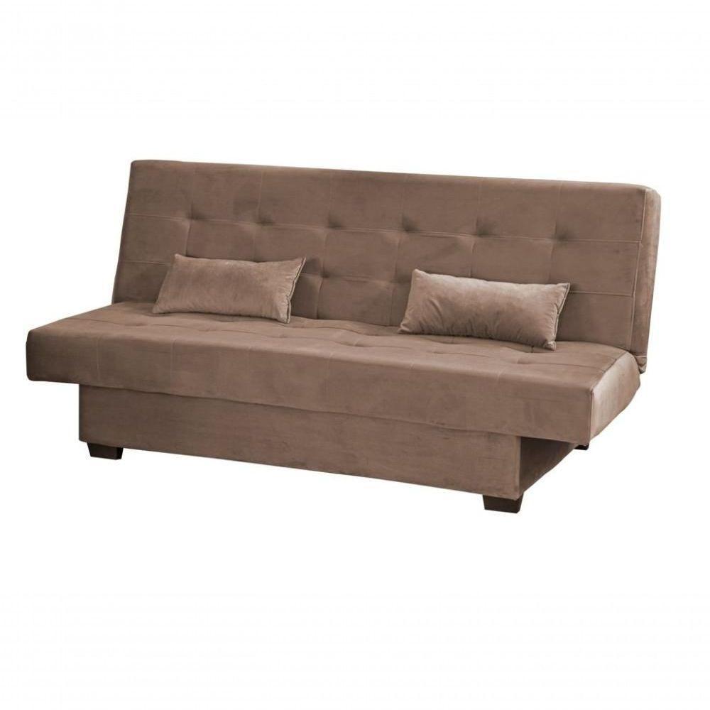 Sofá Cama Casal 3 Lugares Laila - Veludo Marrom Claro - 4