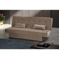 Sofá Cama Casal 3 Lugares Laila - Veludo Marrom Claro - 1