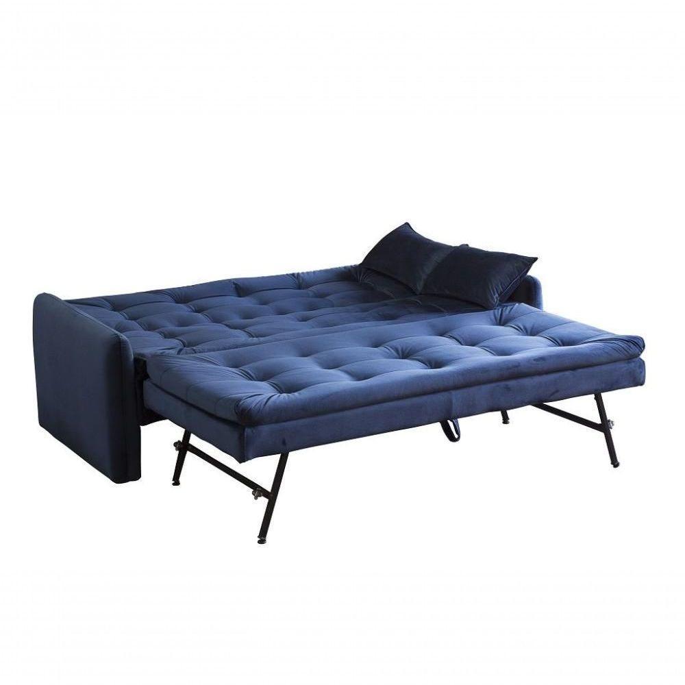 Sofá Cama Reclinável Com Cama Auxiliar Azul Marinho - 4