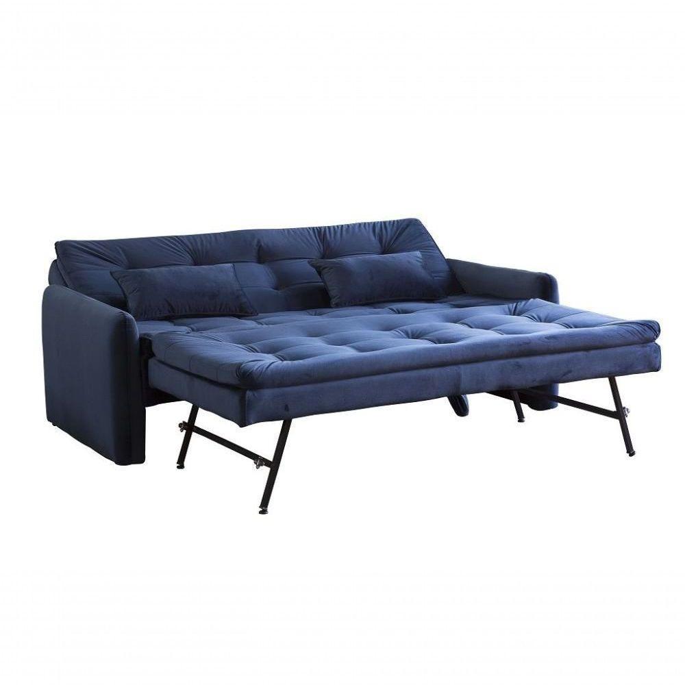 Sofá Cama Reclinável Com Cama Auxiliar Azul Marinho - 5