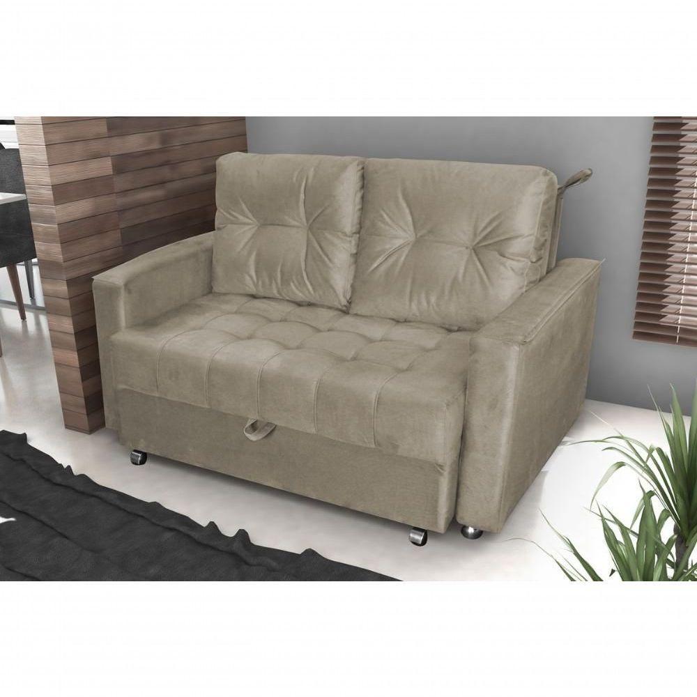 Sofá Cama Casal Reclinável Drika - Veludo Marrom Claro - 2