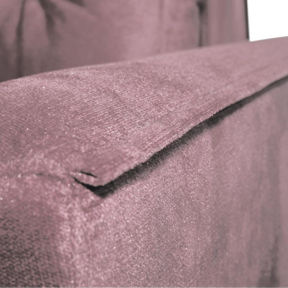 Sofá Cama Casal Reclinável Drika - Veludo Turkey Rosê - 7