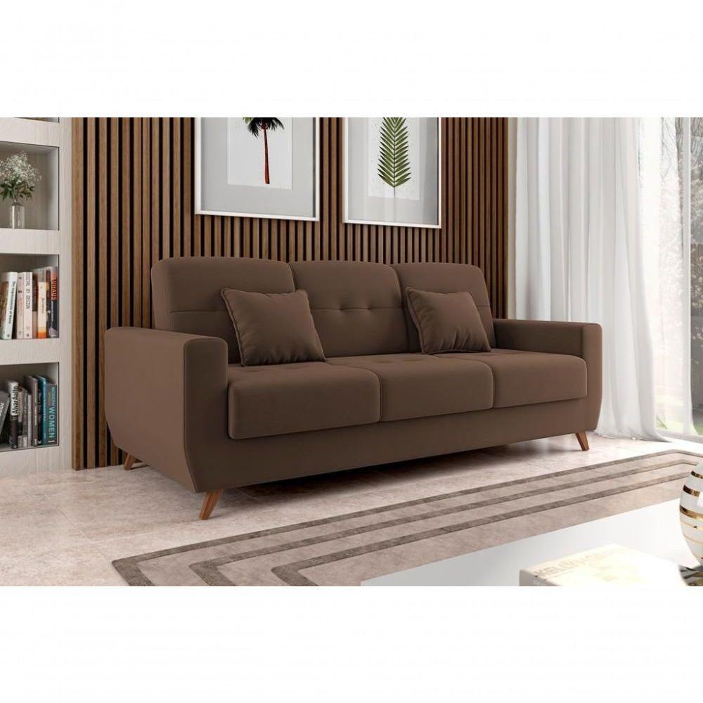 Sofá Cama Casal Reclinável Com Baú Pamela - Turkey Chocolate - 1