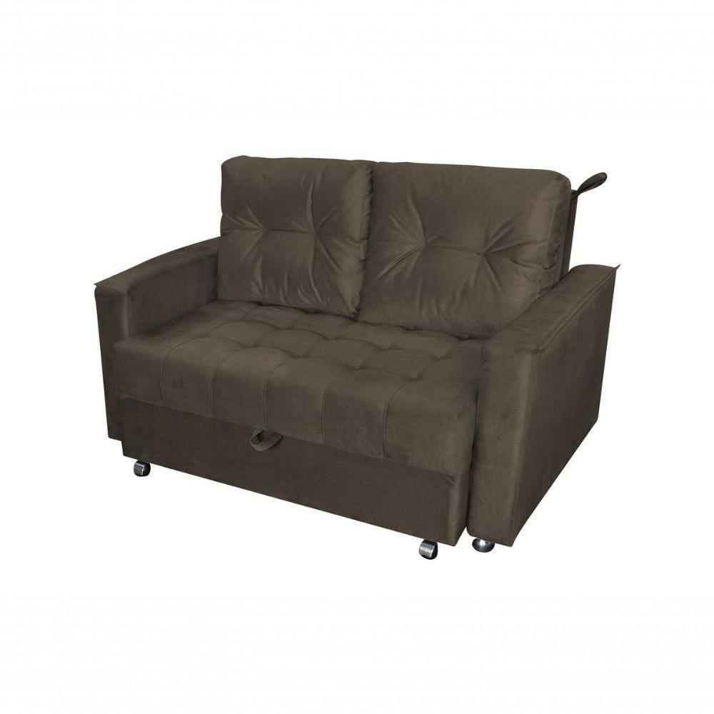 Sofá Cama Casal Reclinável Drika - Veludo Marrom Escuro - 1