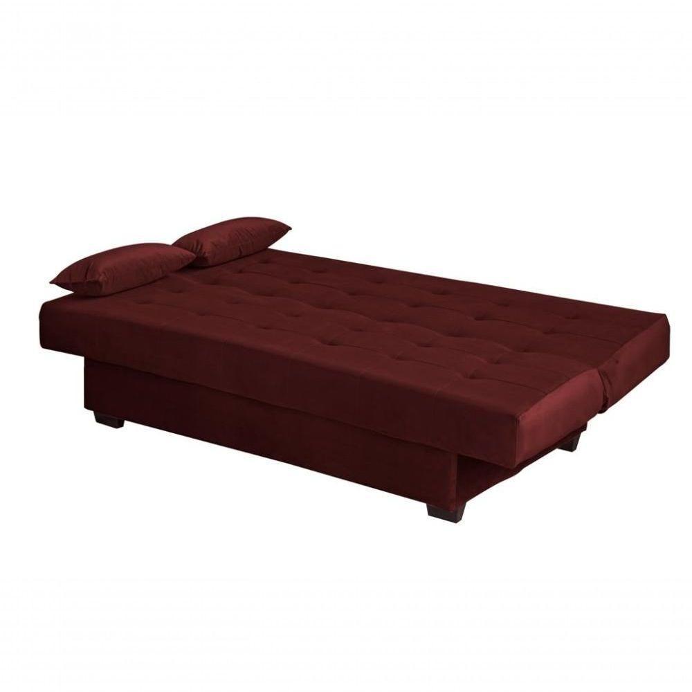 Sofá Cama Casal 3 Lugares Laila - Veludo Vinho - 4